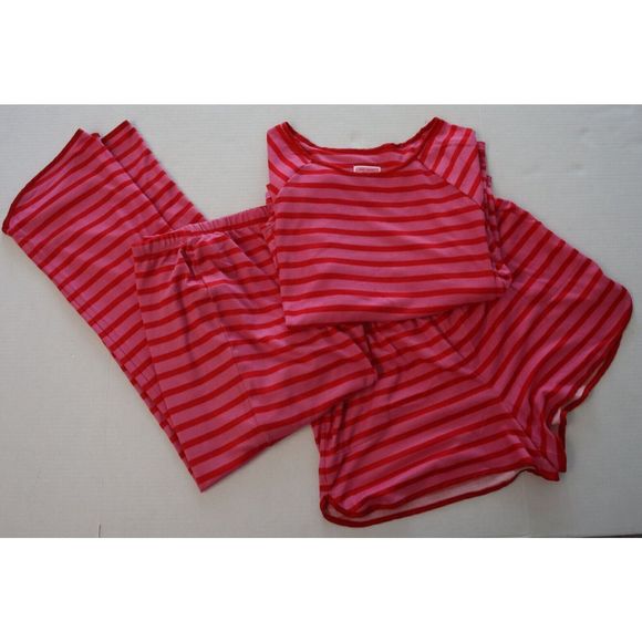 Kate Spade KS02271F Women's Sz XL Pink/Red Striped 3-Piece Pajama Set $149 - Picture 2 of 15